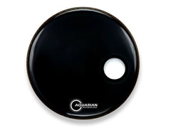 Aquarian 22" Small Offset Port Resonant Bass Drum Head Gloss Black