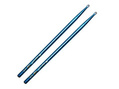 Baguettes de batterie Vater Color Wrap 5A à pointe en nylon Bleu scintillant